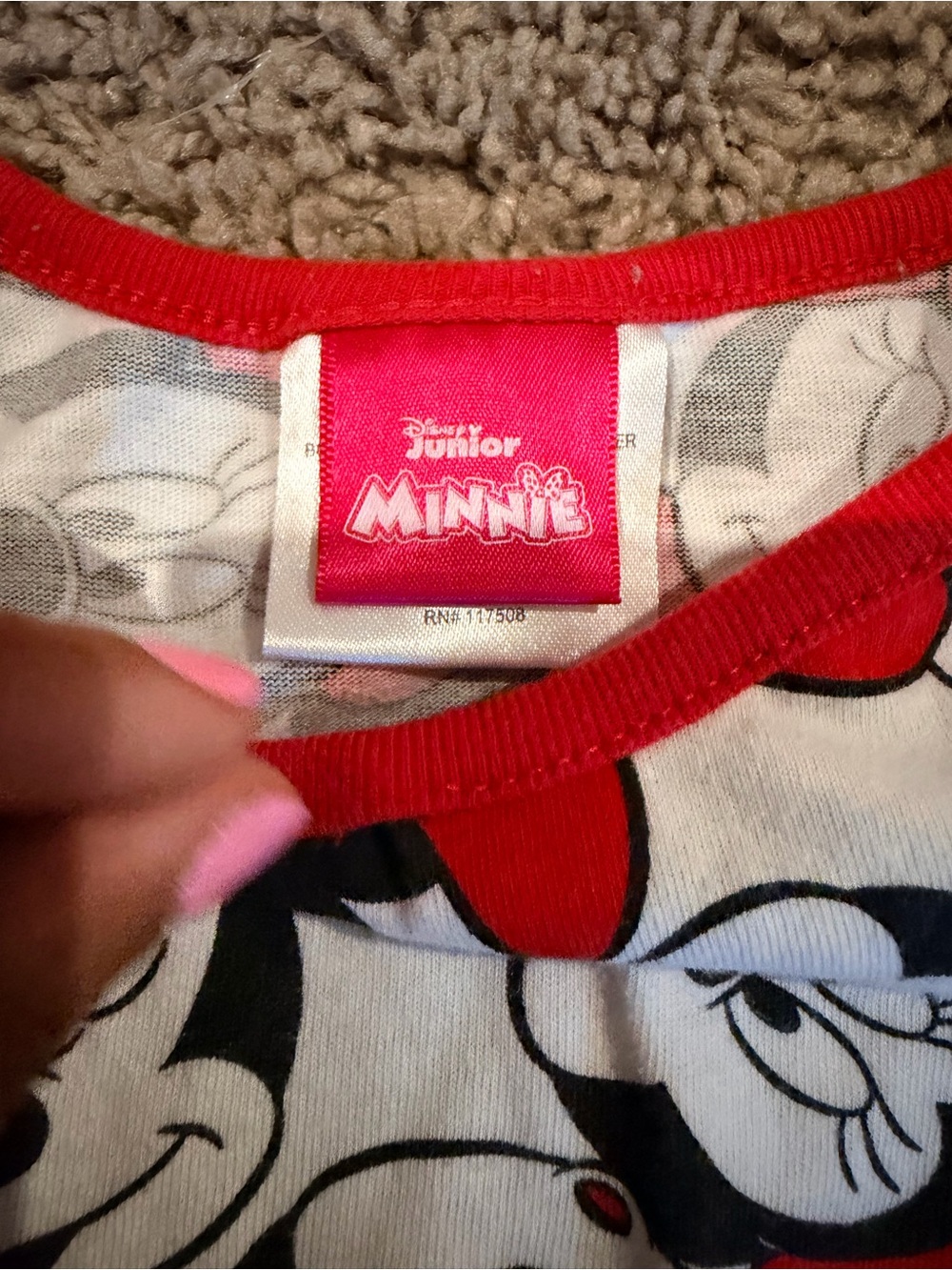 Disney Red and White Minnie Mouse Print Dress with Bow Tie Waist - Picture 4 of 7